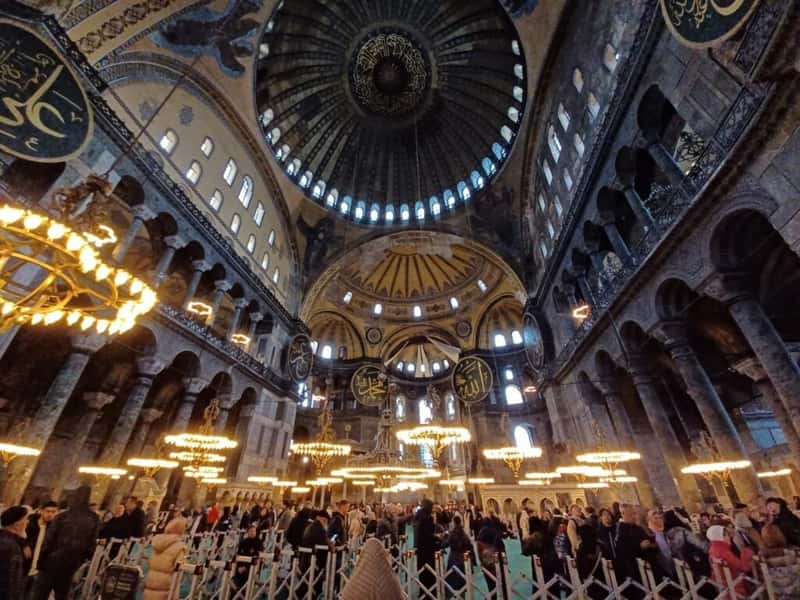 the interior of hagia sophia blue mosque in istanbul turkiye