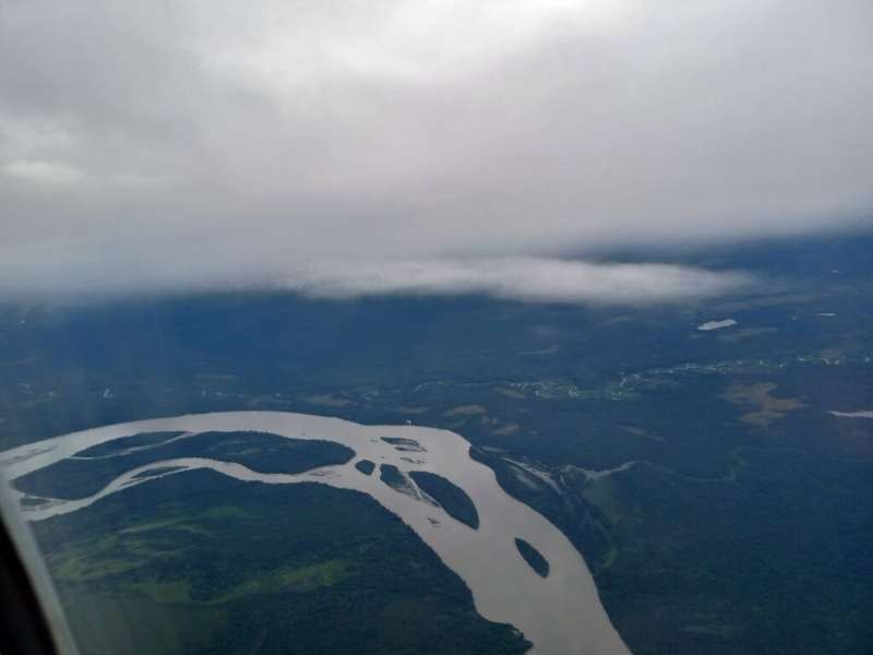 view of a river from above in the alaskan interior usa