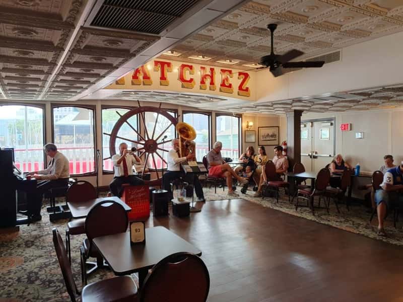 a jazz band play aboard steamboat natchez on lake pontchartrain new orleans louisiana usa