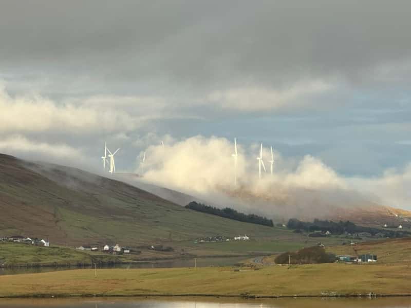 a windfarm in the lang kames shetland scotland