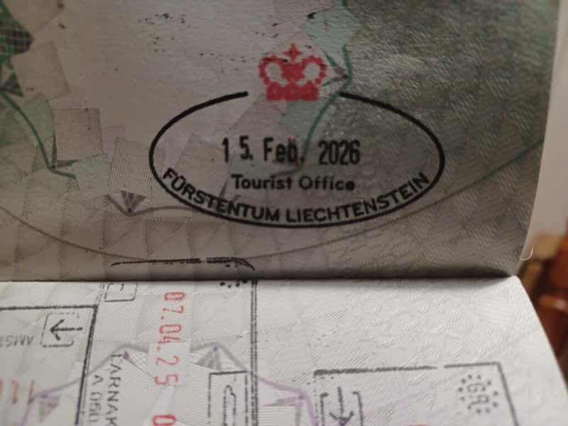 a souvenir passport stamp from lichtenstein tourist office