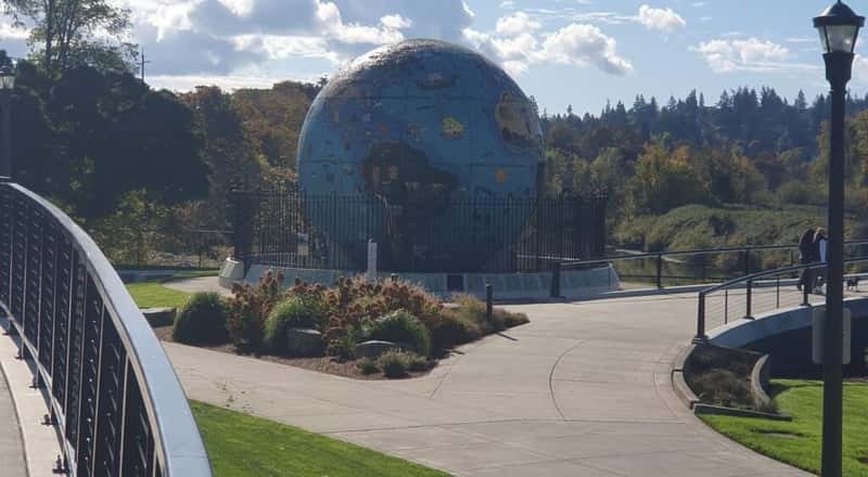 a giant globe in riverfront park salem oregon usa