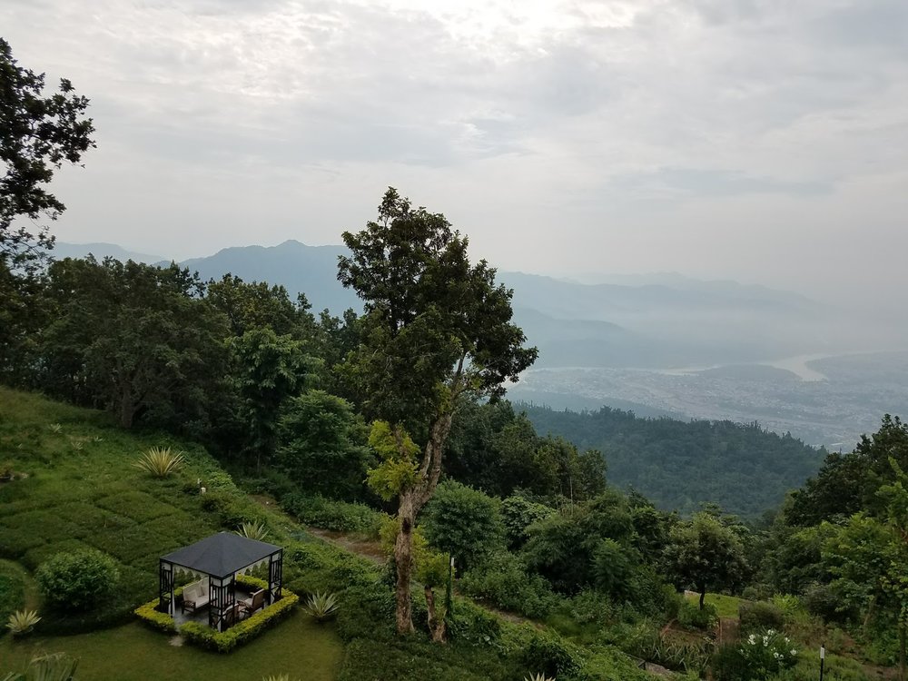 Ananda in the Himalayas, looking over Rishikesh.