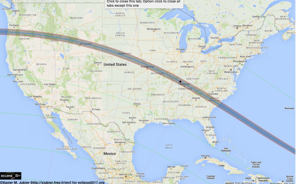 The path of the Total Solar Eclipse (August 2017) in the United States. Photo: Xavier M. Jubler