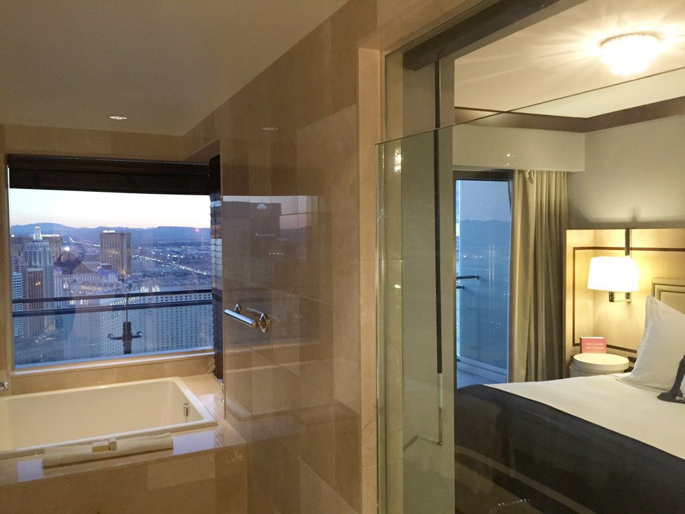 In the Cosmopolitan suites, the jacuzzi tubs also have insane views of the strip.