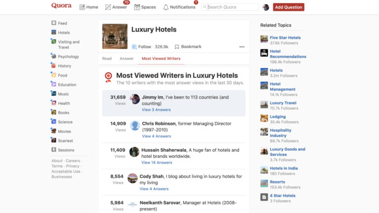 I’m honored to be the most viewed Luxury Hotels writer on Quora — take a look