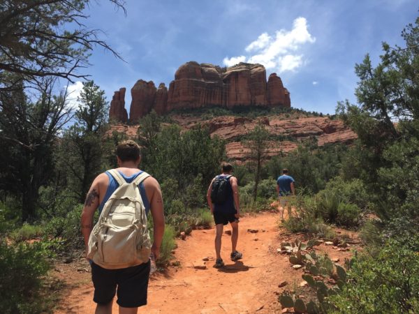 Dudes hiking cathedral rock