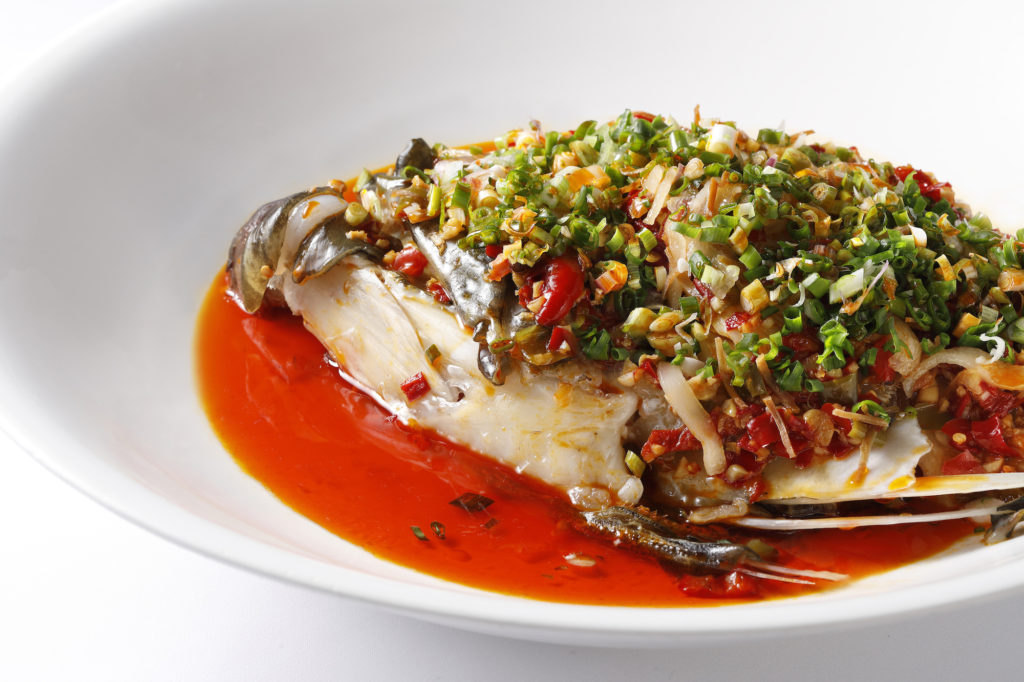 Steamed Grouper Fish Head with Fermented Chilli and Salted Lard