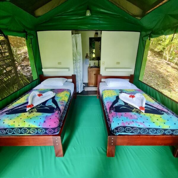 The beds at the Luna Lodge Glamping Tents